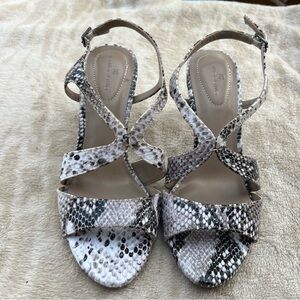 Bandolino Snake-Print Strappy Heeled Sandals - Black & White
